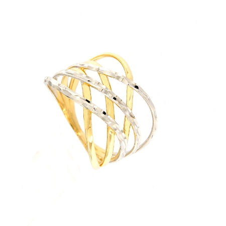 Anello nei due colori dell'oro a fili intrecciati