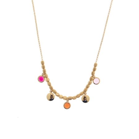 Collana corta in argento con pietre colorate sui toni del rosso
