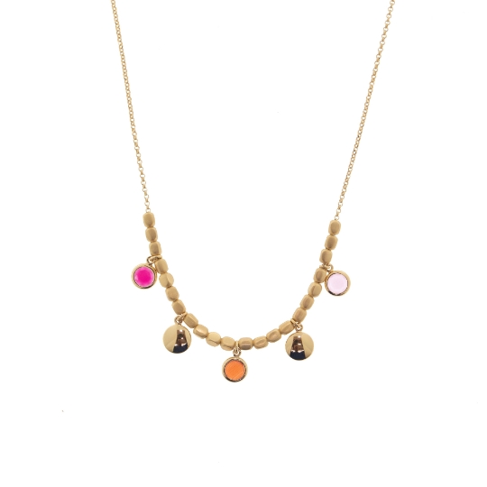Collana corta in argento con pietre colorate sui toni del rosso