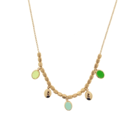 Collana corta in argento e pietre ovali sui toni del verde