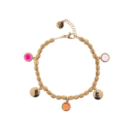 Bracciale con dadi in argento e charms di pietre sui toni del rosso