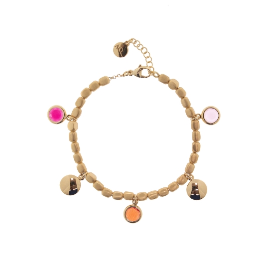 Bracciale con dadi in argento e charms di pietre sui toni del rosso