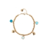 Bracciale con dadi in argento e charms di pietre sui toni del blu 