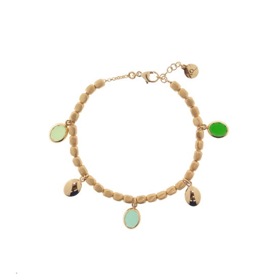 Bracciale con dadi in argento e charms di pietre sui toni del verde