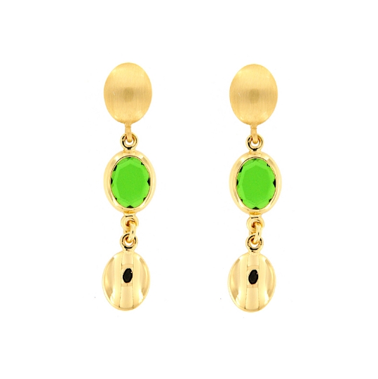 Orecchini in argento pendenti con pietra ovale verde
