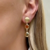 Orecchini in argento pendenti con pietra tonda aragosta