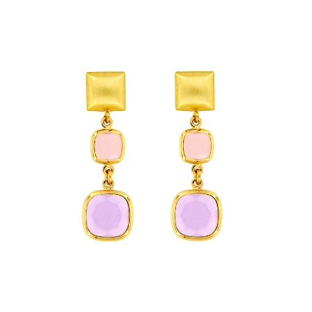 Orecchini pendenti in argento e paste vitree rosa e glicine Aquaforte