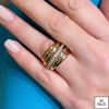 Anello a fascia nei tre colori dell'oro con diamanti
