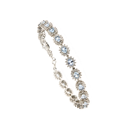 Bracciale in argento con zirconi ovali acquamarina