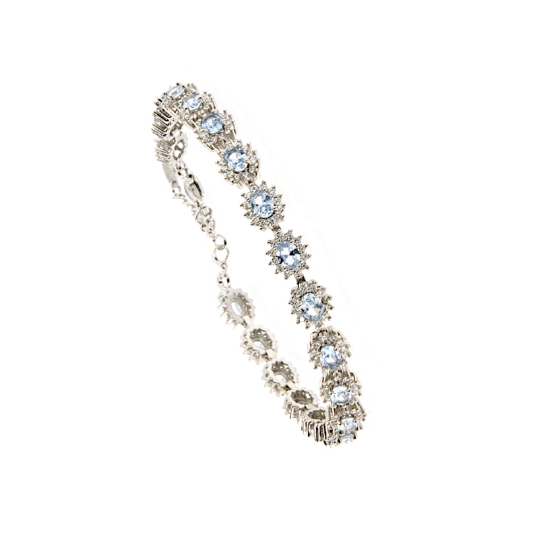 Bracciale in argento con zirconi ovali acquamarina