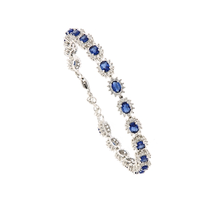Bracciale tennis in argento con zirconi ovali blu