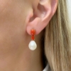 Orecchini in argento corallo e perle