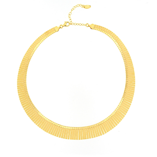 Collana corta in argento dorato piatta a degradare
