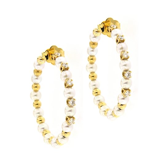 Cerchi in oro con perle e diamanti