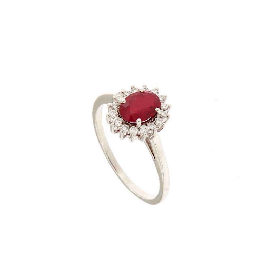 Anello con rubino e diamanti a giro
