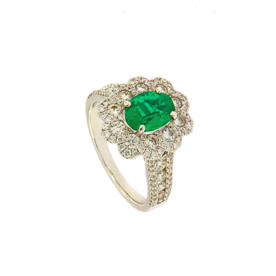 Anello con smeraldo e diamanti