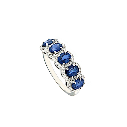 Anello a fascia con zaffiri e diamanti