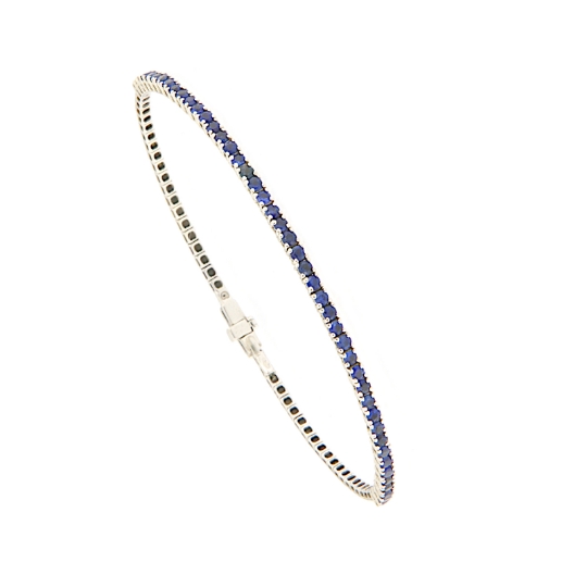 Bracciale tennis rigido con zaffiri