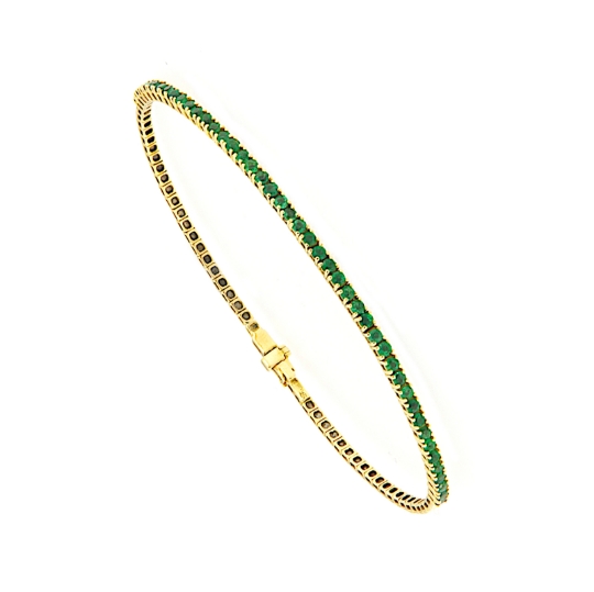 Bracciale tennis rigido in oro con smeraldi