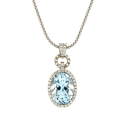 Collana con pendente di acquamarina e diamanti