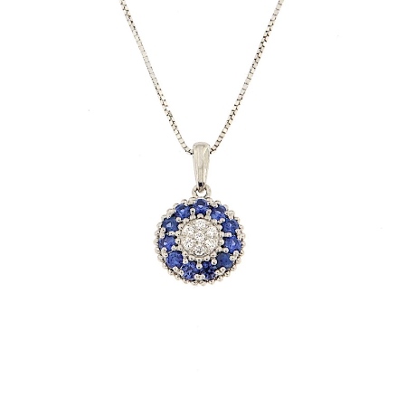 pendente diamante e zaffiri	