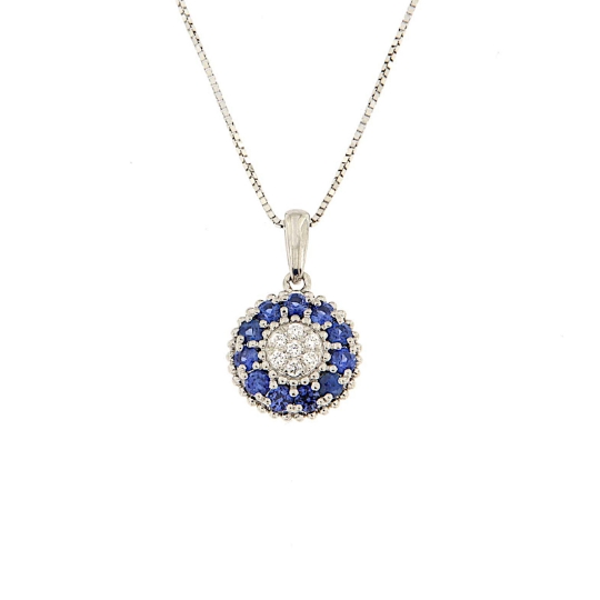 pendente diamante e zaffiri	
