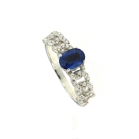 Anello grumette con diamanti e zaffiro