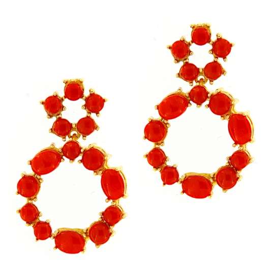 Orecchini pendenti in argento e corallo