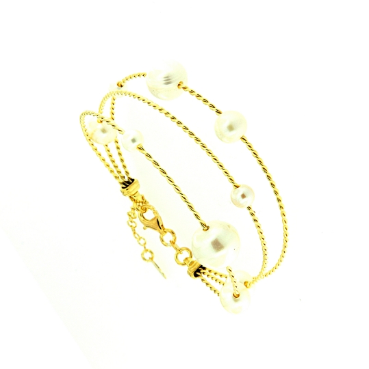Bracciale a fili in argento e perle