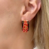Orecchini a fascia in argento corallo ed onice