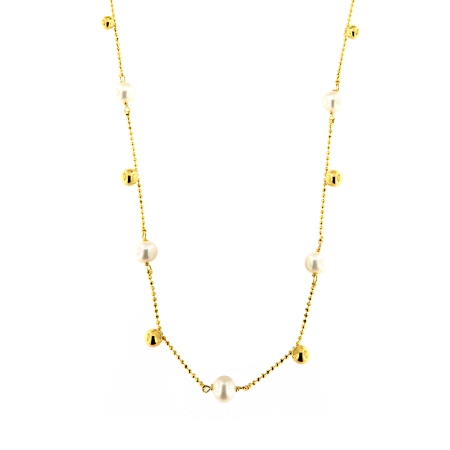 Collana lunga in argento e perle