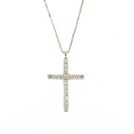 Collana uomo in oro con croce di diamanti