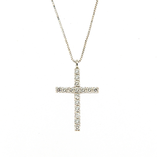 Collana uomo in oro con croce di diamanti