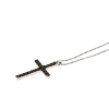 Collana uomo in oro con croce di diamanti neri