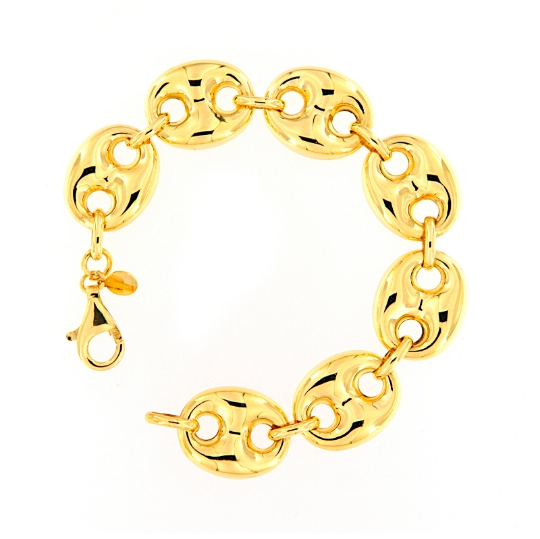 Bracciale in argento dorato maglia marina