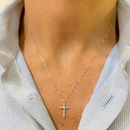 Collana Uomo Arkano con Croce in Acciaio e Pietra Bianca - Dartizio