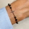 Bracciale uomo croce con diamanti brown