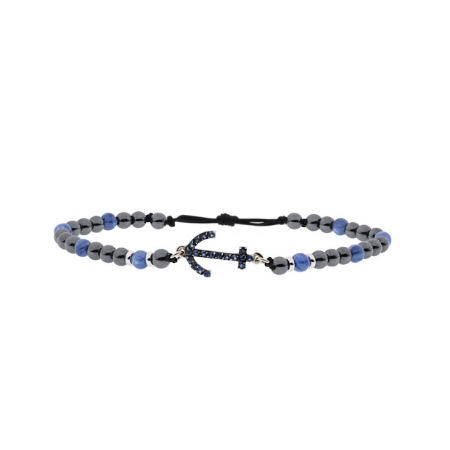 Bracciale uomo in oro ancora con zaffiri
