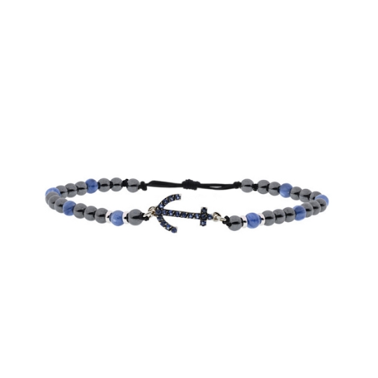 Bracciale uomo in oro ancora con zaffiri