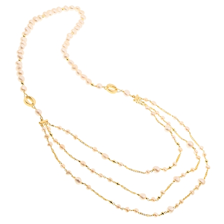 Collana lunga in argento e perle