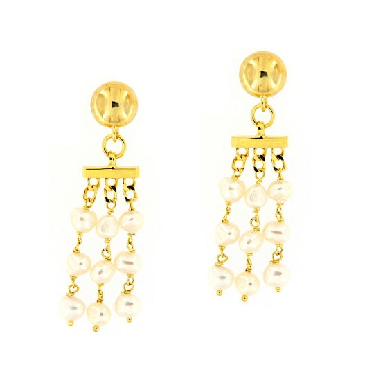 Orecchini pendenti in argento e perle