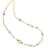 Collana lunga in argento acquamarina e perle