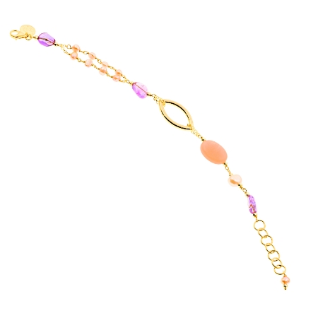 Bracciale in argento con perle ametista e moonstone
