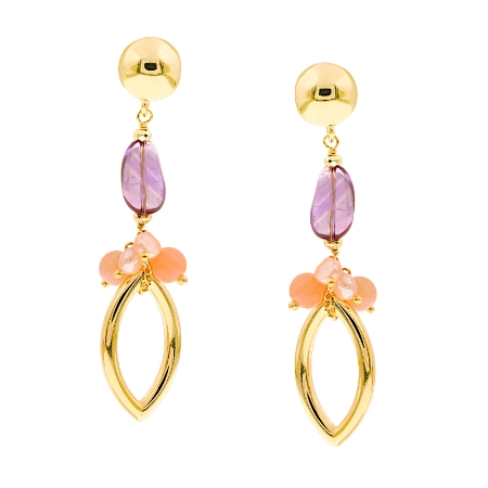 Orecchini pendenti in argento ametista perle e moonstone