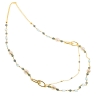 Collana lunga in argento dorato perle e topazio azzurro