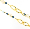 Collana lunga in argento dorato perle e topazio azzurro