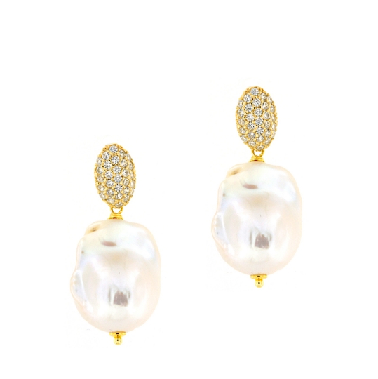 Orecchini pendenti in argento con perle coltivate barocche