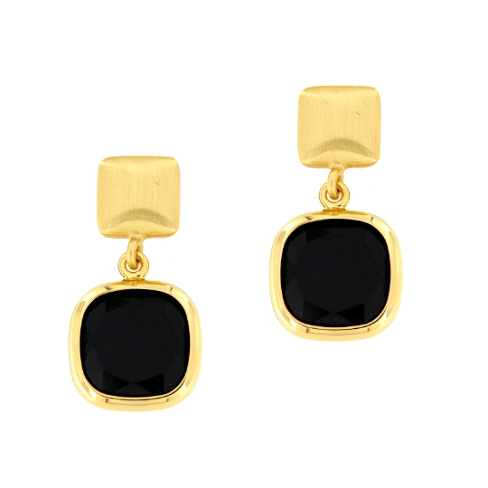 Orecchini pendenti in argento satinato ed onice