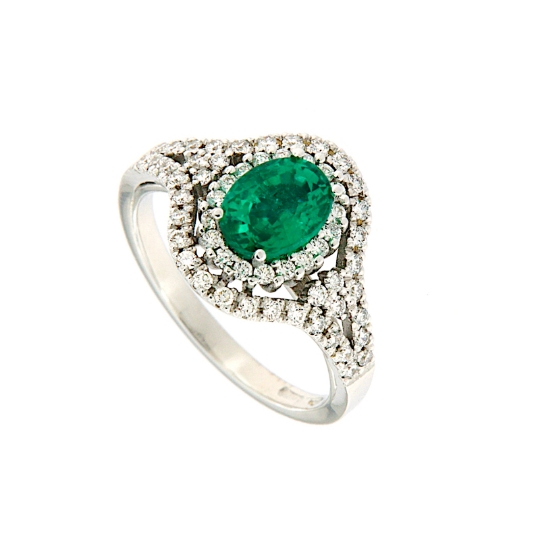 Anello con smeraldo e diamanti