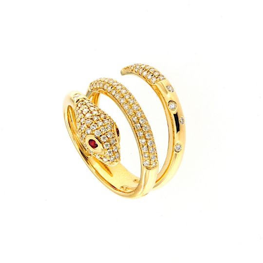 Anello a serpente in oro giallo e diamanti